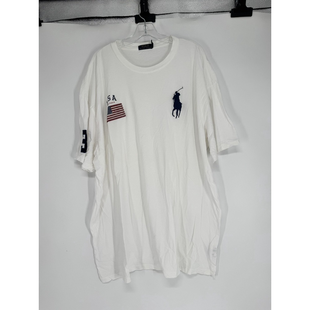Polo Ralph Lauren T Shirt 3XL Big 3XB Graphc USA Flag Big Pony #3 Short Sleeve